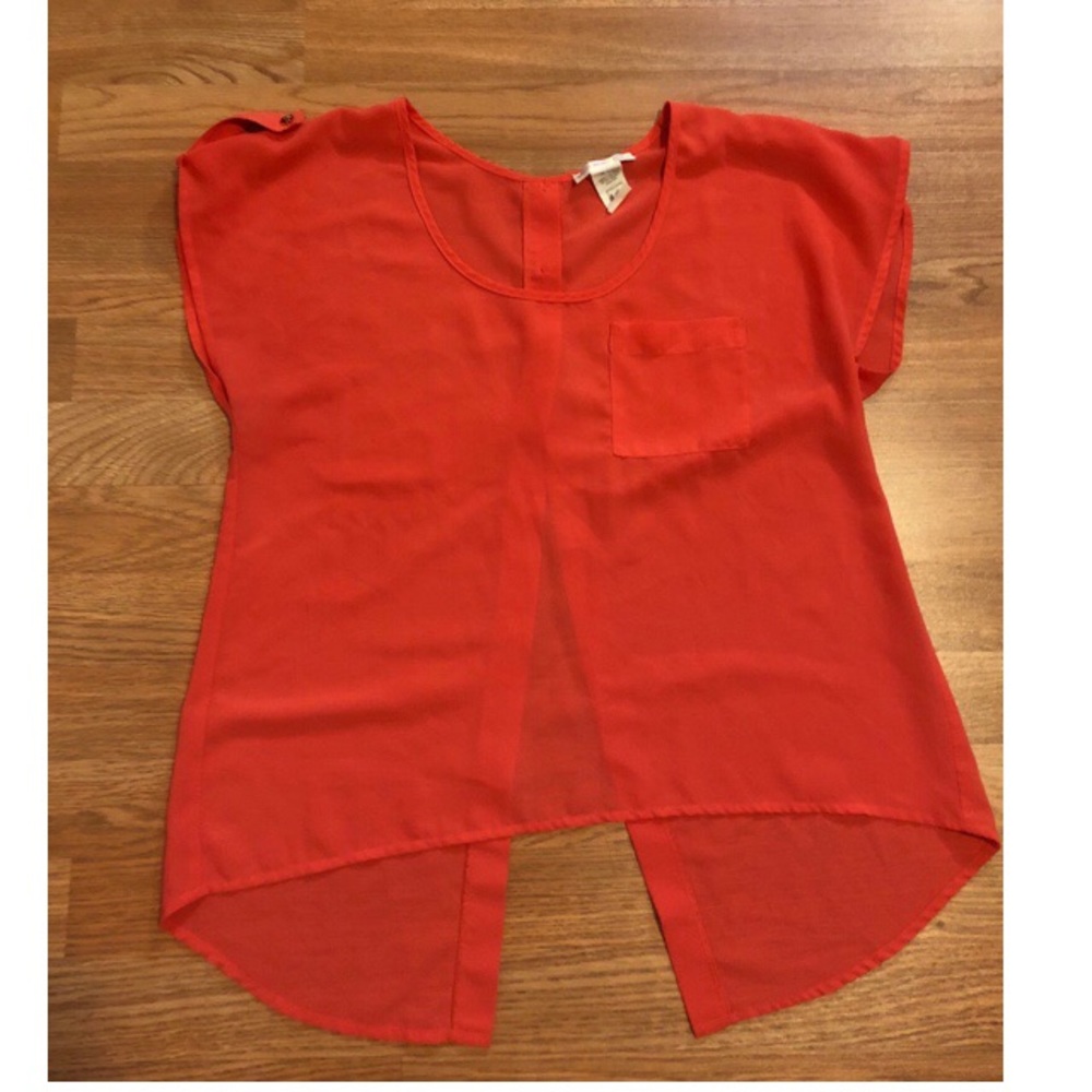 A'GACI Sheer Coral Blouse